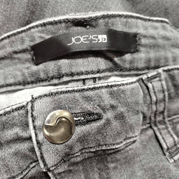 Joe's Jeans Eden Ankle Jeans Distressed Raw Hem Gray Black Wash Sz 31 Mid Rise - Picture 5 of 10